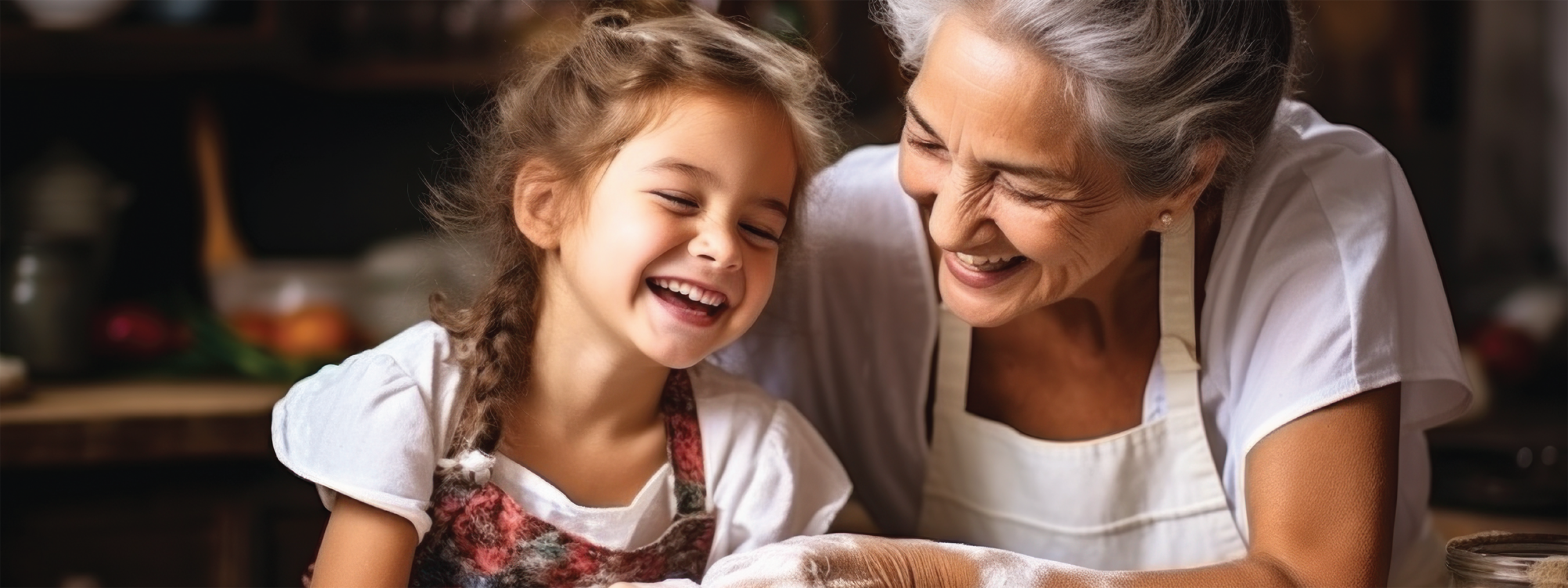 grandmother baking with her granddaughter